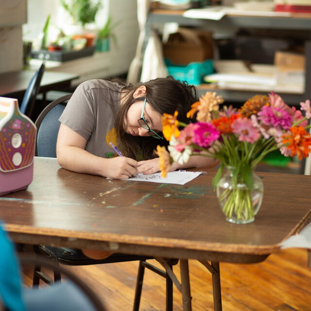 a person drawing art